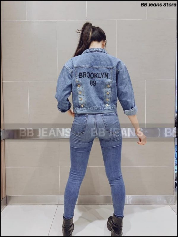 Áo khoác jean nữ Brooklyn89 form lững chuẩn đẹp vừa cho 39-57kg dài áo 48-50cm
